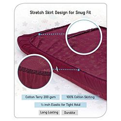 Babyhug Soft Terry Breathable & Waterproof Mattress Protector Fitted Cover Sheet - Maroon