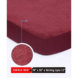 Babyhug Soft Terry Breathable & Waterproof Mattress Protector Fitted Cover Sheet - Maroon