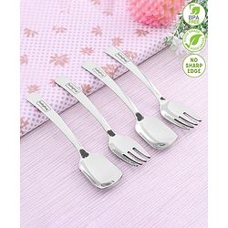 Babyhug Stainless Steel Ice Cream Spoon & Fork Set of 4 - Silver