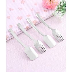 Babyhug Stainless Steel Ice Cream Spoon & Fork Set of 4 - Silver