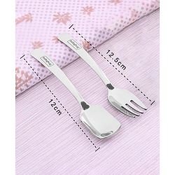 Babyhug Stainless Steel Ice Cream Spoon & Fork Set of 4 - Silver