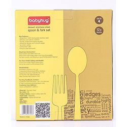 Babyhug Stainless Steel Ice Cream Spoon & Fork Set of 4 - Silver