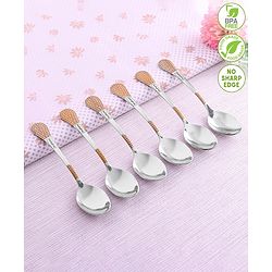 Babyhug Stainless Steel Spoon Set of 6 - Silver