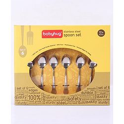 Babyhug Stainless Steel Spoon Set of 6 - Silver