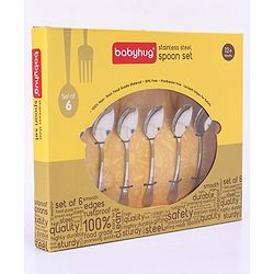 Babyhug Stainless Steel Spoon Set of 6 - Silver