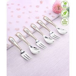 Babyhug Stainless Steel Spoon & Fork Set of 6 - Silver