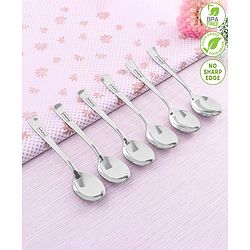 Babyhug Stainless Steel Spoon Set of 6 - Silver