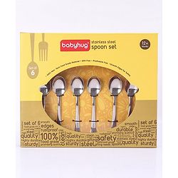Babyhug Stainless Steel Spoon Set of 6 - Silver