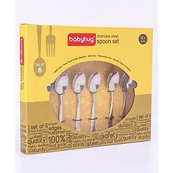 Babyhug Stainless Steel Spoon Set of 6 - Silver