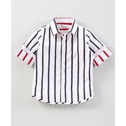 Babyhug Full Sleeves Striped  Shirt - White