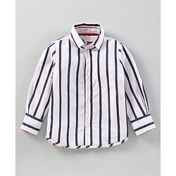 Babyhug Full Sleeves Striped  Shirt - White