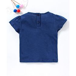 Babyhug Half Sleeves Tee Floral Embroidered - Blue