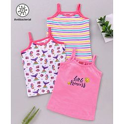 Babyhug Singlet Sleeves 100% Cotton Antibacterial Finish Slips Sea Pack of 3 - Pink
