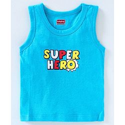 Babyhug 100% Cotton Sleeveless Antibacterial Finish Printed Vests Pack of 3 - Blue