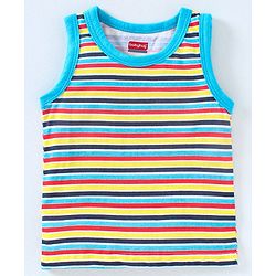 Babyhug 100% Cotton Sleeveless Antibacterial Finish Printed Vests Pack of 3 - Blue