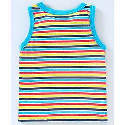 Babyhug 100% Cotton Sleeveless Antibacterial Finish Printed Vests Pack of 3 - Blue