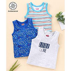 Babyhug Sleeveless 100 % Cotton Antibacterial Finish Vests Pack of 3 - Multicolour