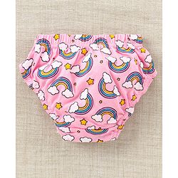 Babyhug 100%Cotton Anti Bacterial Finish Panties Rainbow & Heart Print Pack of 3 - Pink Yellow Blue