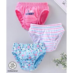 Babyhug 100% Cotton Antibacterial Finish Panties Pack of 3 - Pink White Blue