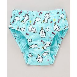 Babyhug 100%Cotton Antibacterial Panties Pack of 3 - Blue Yellow Multicolour