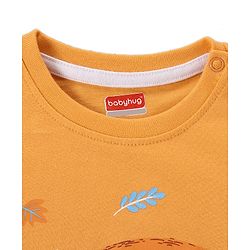 Babyhug Full Sleeves Fox & Leaves Print - Navy Orange