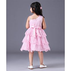Babyhug Sleeveless Applique Flowers Party Wear Frock - Pink