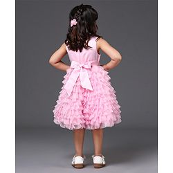 Babyhug Sleeveless Layered Frill Party Wear Frock - Pink