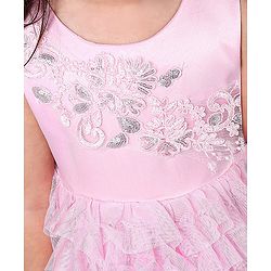 Babyhug Sleeveless Layered Frill Party Wear Frock - Pink