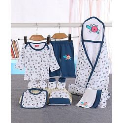 Babyhug Clothing Gift Set Sports Print Blue - 10 Piece