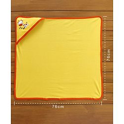 Babyhug Hooded Wrapper Lion Print Pack of 2 - Yellow and White