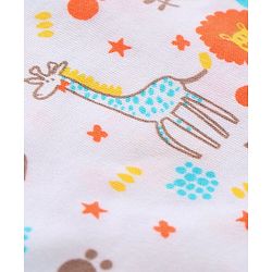 Babyhug Hooded Wrapper Lion Print Pack of 2 - Yellow and White
