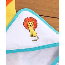 Babyhug Hooded Wrapper Lion Print Pack of 2 - Yellow and White