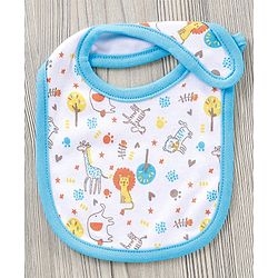 Babyhug Cotton Bib With Velcro Pack of 2 Lion Print - Blue