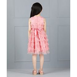Babyhug Sleeveless Party Frock Ruffle & Sequin Detail - Peach