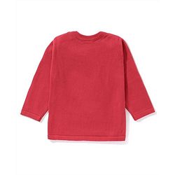 Babyhug Full Sleeves 100% Organic Cotton Sweater Set with Cap Horse Print - Red