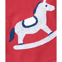 Babyhug Full Sleeves 100% Organic Cotton Sweater Set with Cap Horse Print - Red