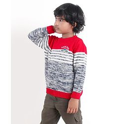 Babyhug Full Sleeves Sweater - Red Grey
