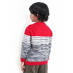 Babyhug Full Sleeves Sweater - Red Grey