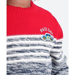 Babyhug Full Sleeves Sweater - Red Grey