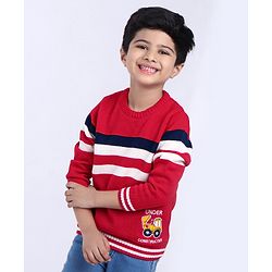 Babyhug Full Sleeves Stripes Sweater - Multicolour
