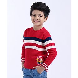 Babyhug Full Sleeves Stripes Sweater - Multicolour
