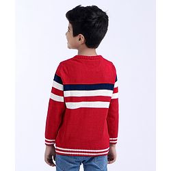 Babyhug Full Sleeves Stripes Sweater - Multicolour