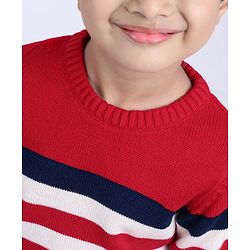 Babyhug Full Sleeves Stripes Sweater - Multicolour