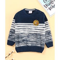 Babyhug Full Sleeves Color Block Sweater  - Blue