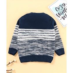 Babyhug Full Sleeves Color Block Sweater  - Blue