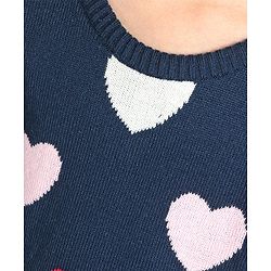 Babyhug Full Sleeves Jacquard Sweater Heart Design - Navy Blue
