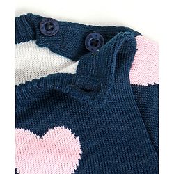 Babyhug Full Sleeves Jacquard Sweater Heart Design - Navy Blue