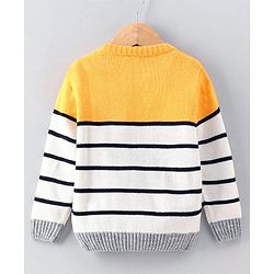 Babyhug Full Sleeves Stripe Sweater - Yellow White