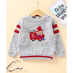 Babyhug Full Sleeves Pull Over Sweater - Grey