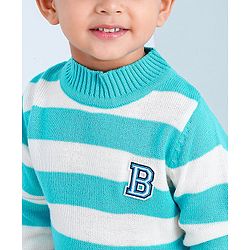 Babyhug Full Sleeves Stripes Sweater - Blue